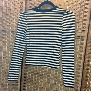 SHEIN | White & Black | Fitted and Striped Long Sleeve Top